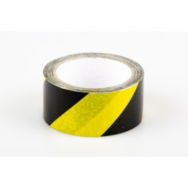 Yellow Black Hazard Safe Distance Floor Marking Tape 48mm X 33m